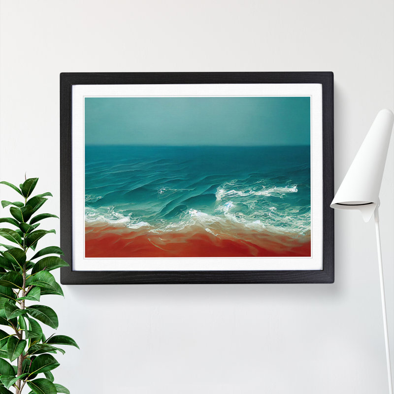 Beach Scene - Single Picture Frame Painting, Black, 34cm H x 46cm W x 2cm D