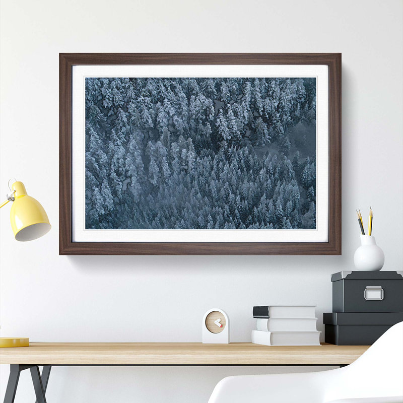 A Pine Tree Forest in Abstract - Picture Frame Graphic Art Print, Walnut Framed, 48cm H x 65cm W x 2cm D