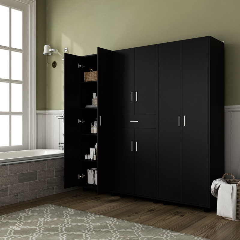 3 Pieces Garage Storage Cabinet System Set, Black