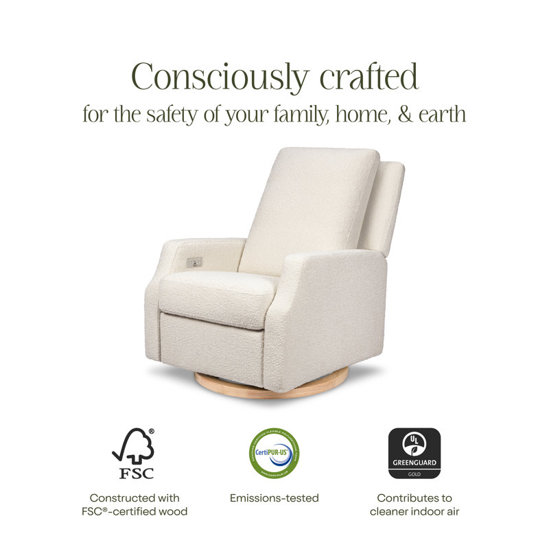Crewe Electronic Recliner and Swivel Glider in Eco-Performance Fabric, Beige Boucle