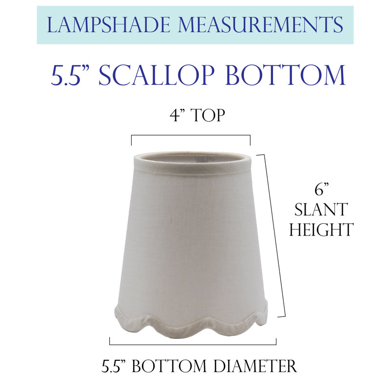 Abat-jour lustre festonné en lin vanille, 6'' H x 5.5'' W x 4'' D, Vanille