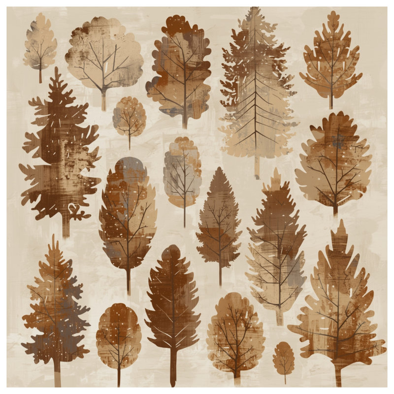 Édredon Rustic Tree Silhouettes, Simple extra long