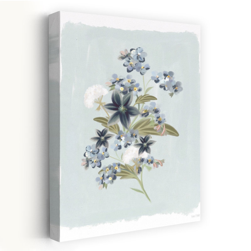 «Forget Me Nots», art floral printanier contemporain, H 48 po x l 32 po