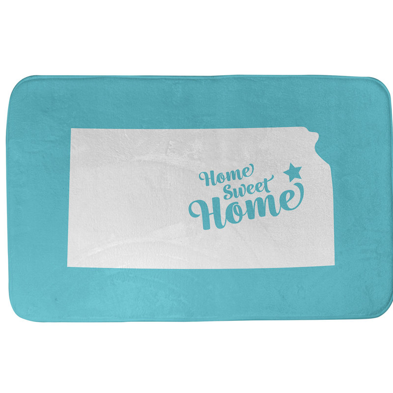 Tapis pour salle de bain en microfibre rectangulaire antidérapant antidérapant, L 17 po x L 21 po, Noir, Home Sweet Kansas