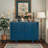 47" Oval Storage Cabinet With Fluted Design And Sliding Door