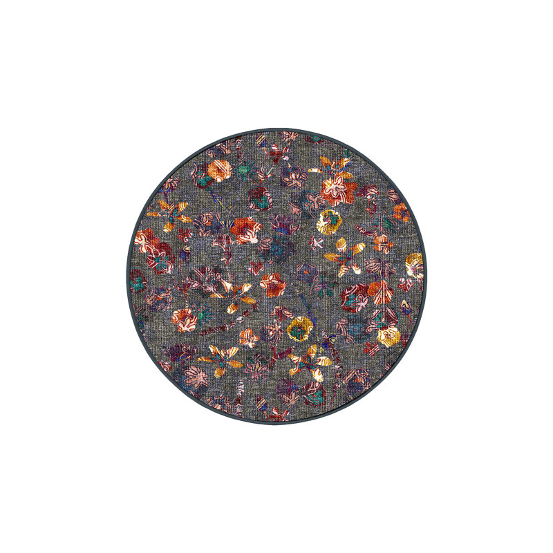 Tapis bleu / rouge en chenille / polyester tissé à la machine Fiorangela, Rond 7 pi
