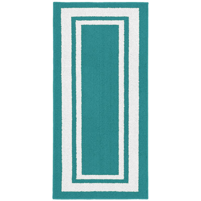 Tapis bleu sarcelle / blanc Ertan