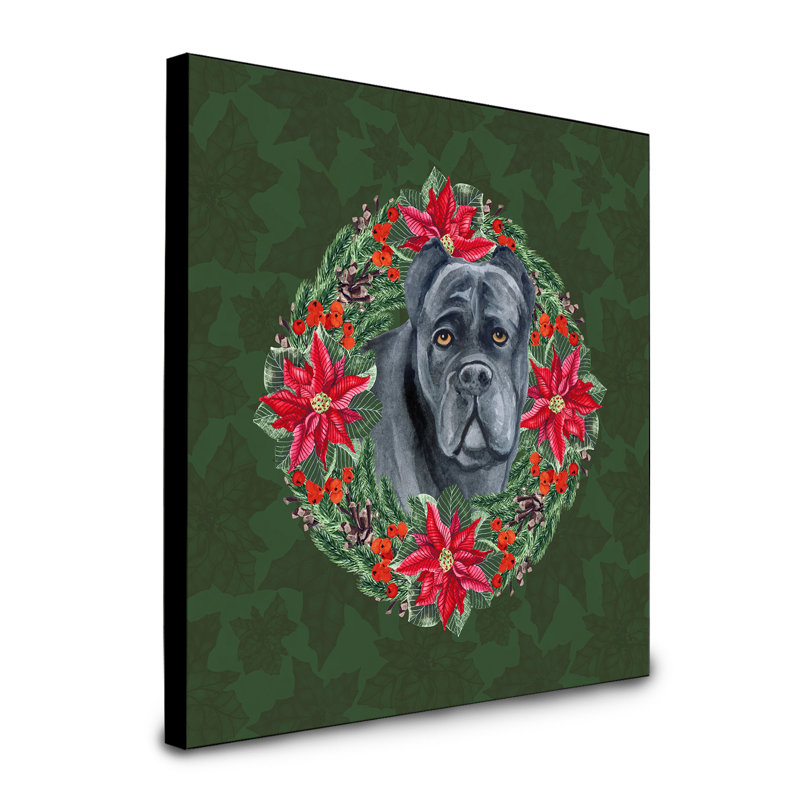 Panneau mural d’art à couronne poinsetta Fabrienne, Chien chinois à crête
