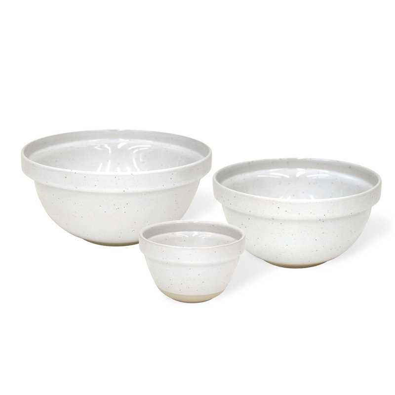 Fattoria Stoneware Stainless Steel 3 Piece Mixing Bowl Set