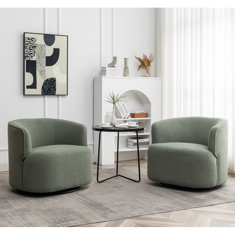 Fauteuil demi-tonneau pivotant Jalena, Polyester vert