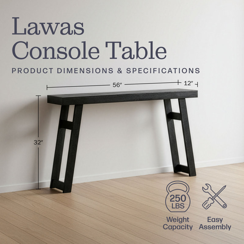 Table console Lawas, H 32 po x l 56 po x P 12 po, Noir