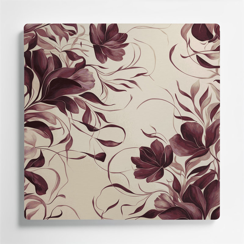 Abstrait floral 38, art mural en métal beige