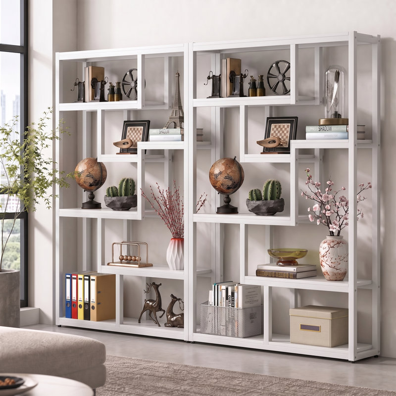 Elex Geometric Bookcase, White