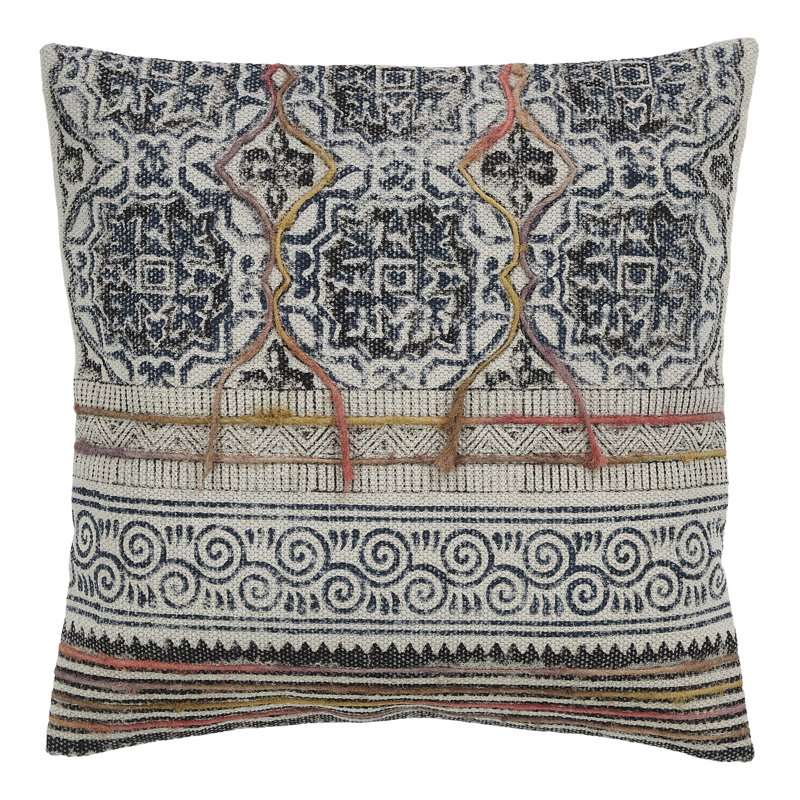 Embroidered Feather Down Fill Pillow Cover with Insert