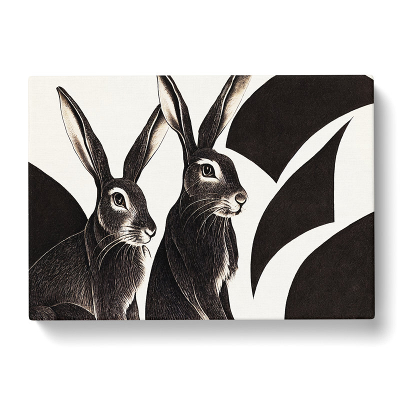 Pair Of Hares - Wrapped Canvas, 35cm H x 50cm W x 3cm D