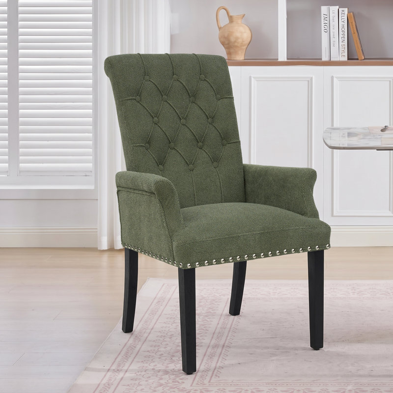 Fauteuil Amdad, Lin, Vert, Noir