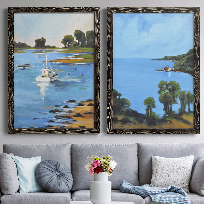 Toile encadrée de qualité supérieure Harbor Side II - prête à être accrochée, Toile avec cadre noir