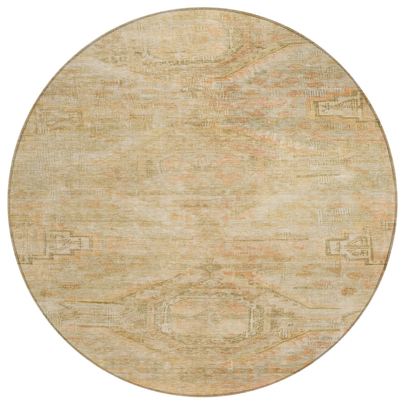 Emalisse Ivory Washable Indoor-Outdoor Rug - LOOMLAN, 8' x 8'