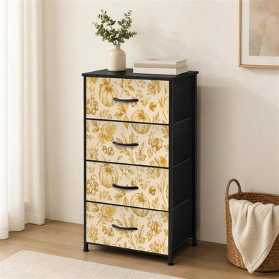 Commode à 4 tiroirs pour chambre à coucher citrouilles d'automne rétro feuilles de glands tons chauds petite commode à vêtements haute pour organisateurs de placard avec commode
