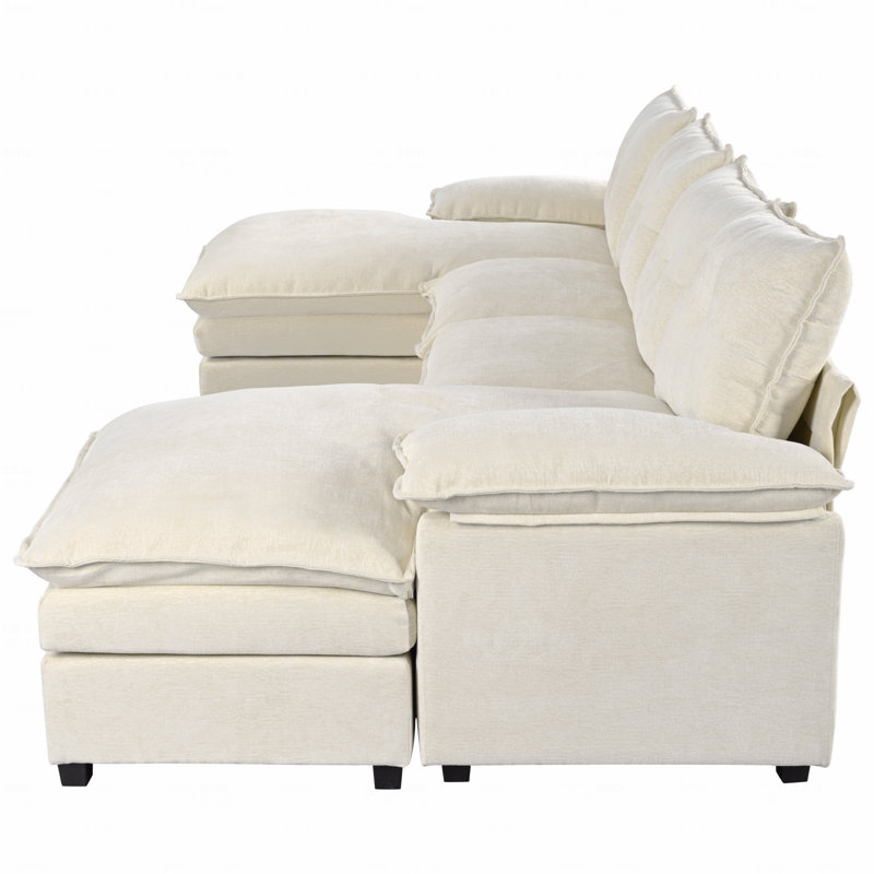 Canapé modulaire Basic, canapé en chenille avec accoudoirs réglables