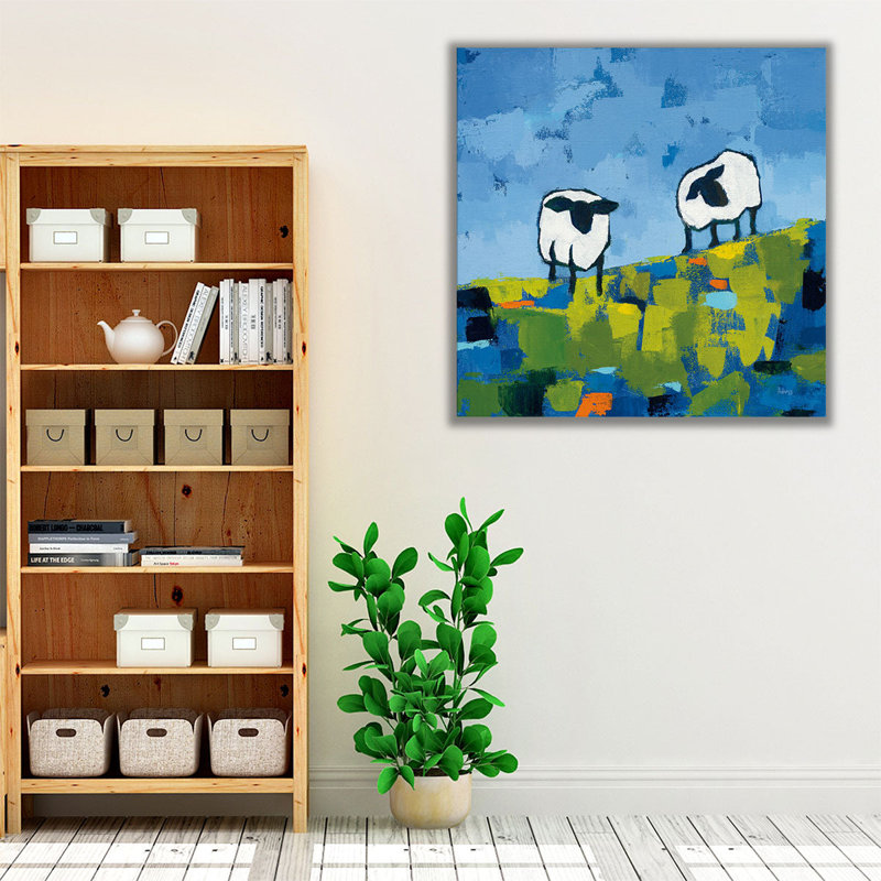 Deux moutons - reproduction d'art sur toile, H 40 po x l 40 po
