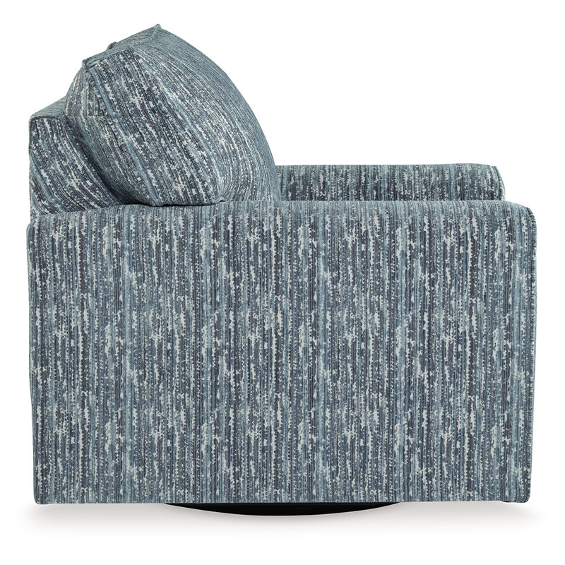 Twilight Black Stripe Swivel Accent Chair with Metal Base