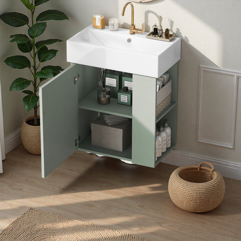 Meuble-lavabo flottant moderne 21,6 po, Vert