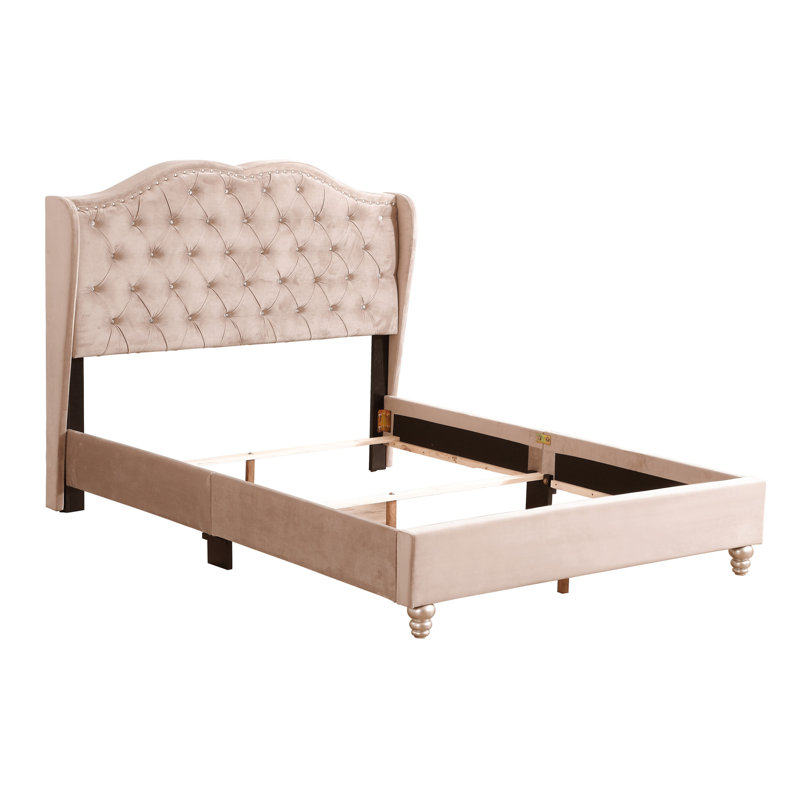 Lit double tapissier transitionnel, Beige