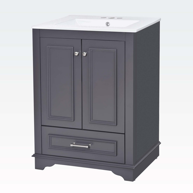 Ensemble de meuble-lavabo 24 po avec lavabo en céramique, Bleu/gris