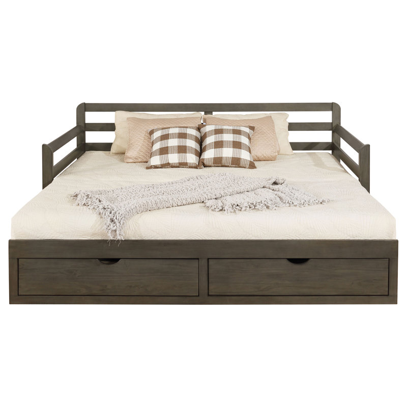 Adda 2-drawer Twin XL Daybed with Extension Trundle Grey
