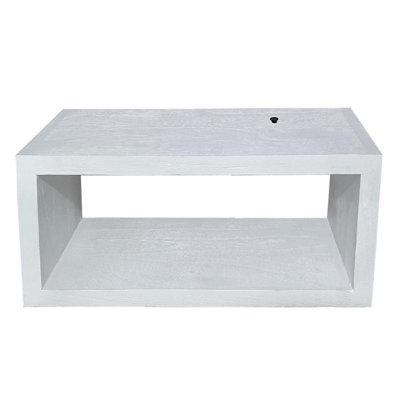 Étagère murale flottante en bois d'acacia 18 x 8 x 8,5 po, blanc délavé avec design rectangulaire