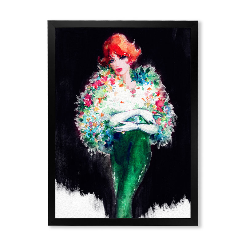 " Stylish Fashionista In Vibrant Colors IV " Painting Print, Black Picture Framed, 20" H x 12" W x 1" D