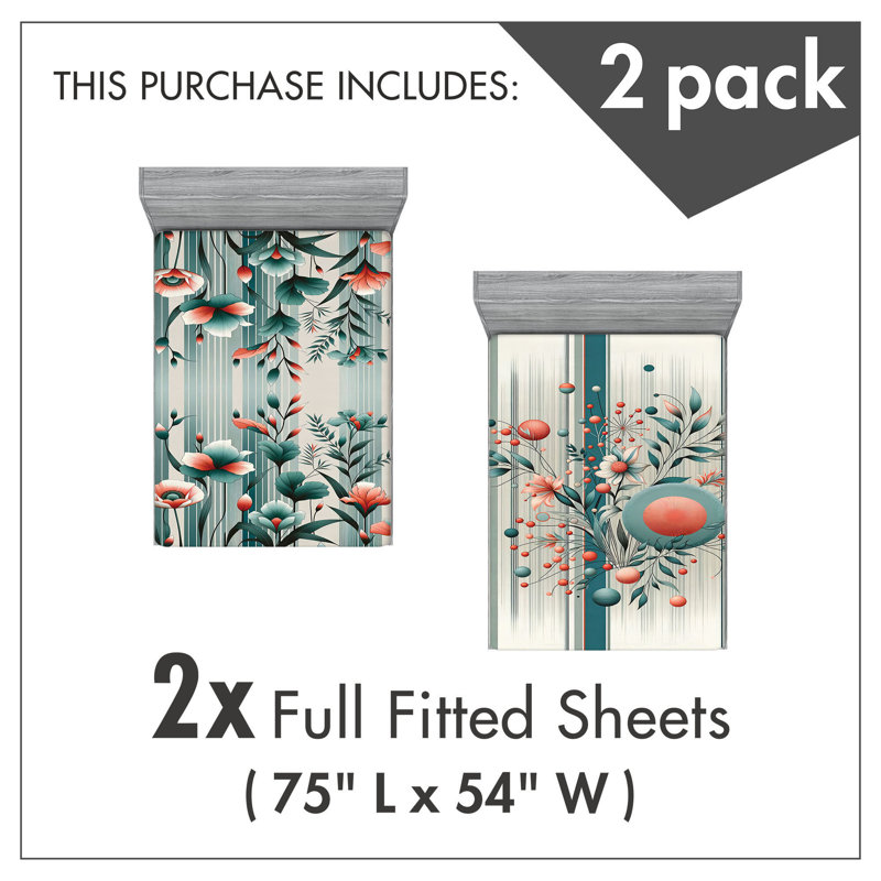 Microfiber Floral Fitted Sheet, Full Fitted Sheet