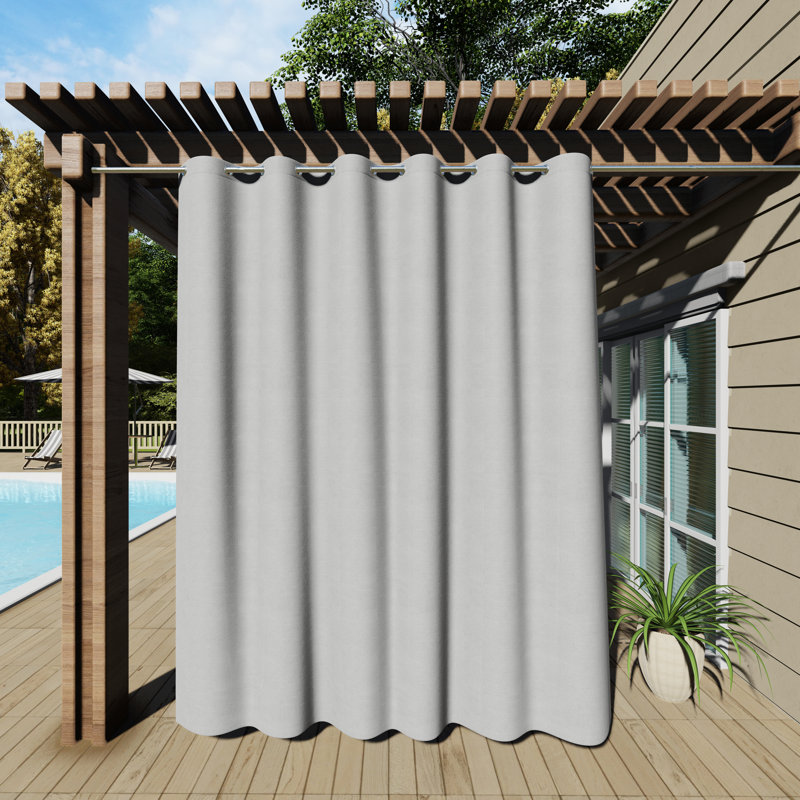 Rideau d'extérieur avec œillets, rideaux de salon imperméables et occultants, isolant et occultant pour la chambre à coucher, efficace pour le soleil et la protection de la vie privée, pour balcon, terrasse, pergola d'intérieur, panneau simple, l 100 po x L 108 po, gris