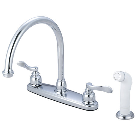 Kingston Brass NuWave French Two-Handle 4-Hole 8" Centerset Kitchen Faucet with Side Sprayer
