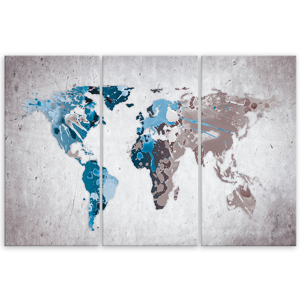 Leinwandbild Retro World Map Turquoise