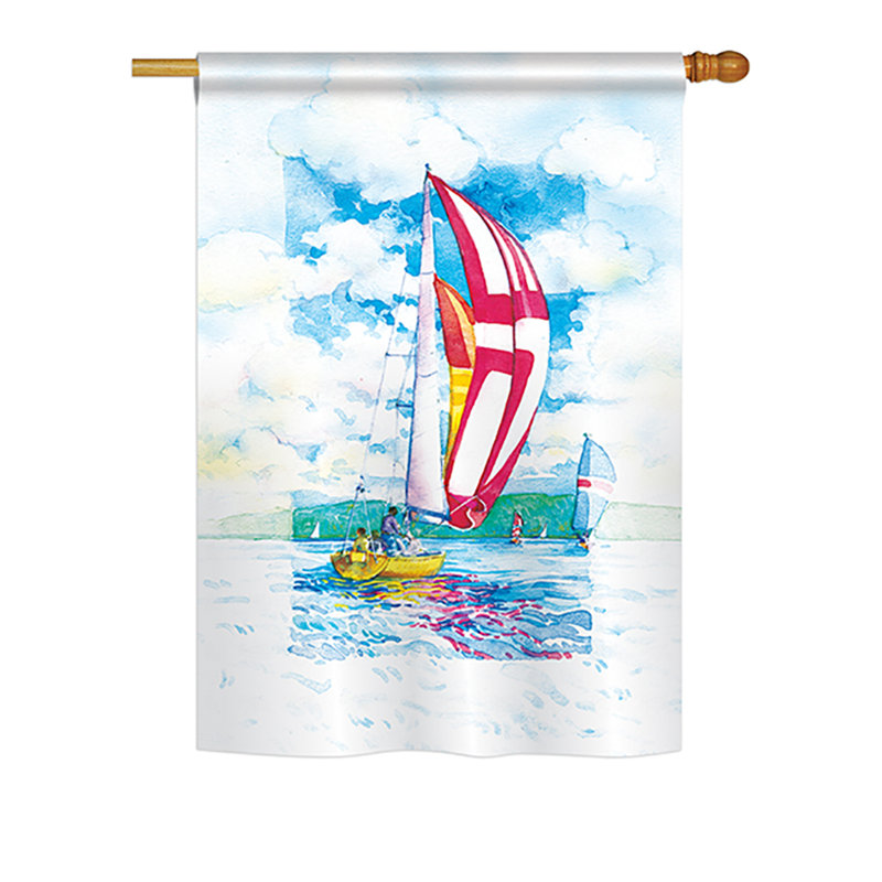 Drapeau maison en polyester à 2 côtés voiliers, H 40 po x l 28 po