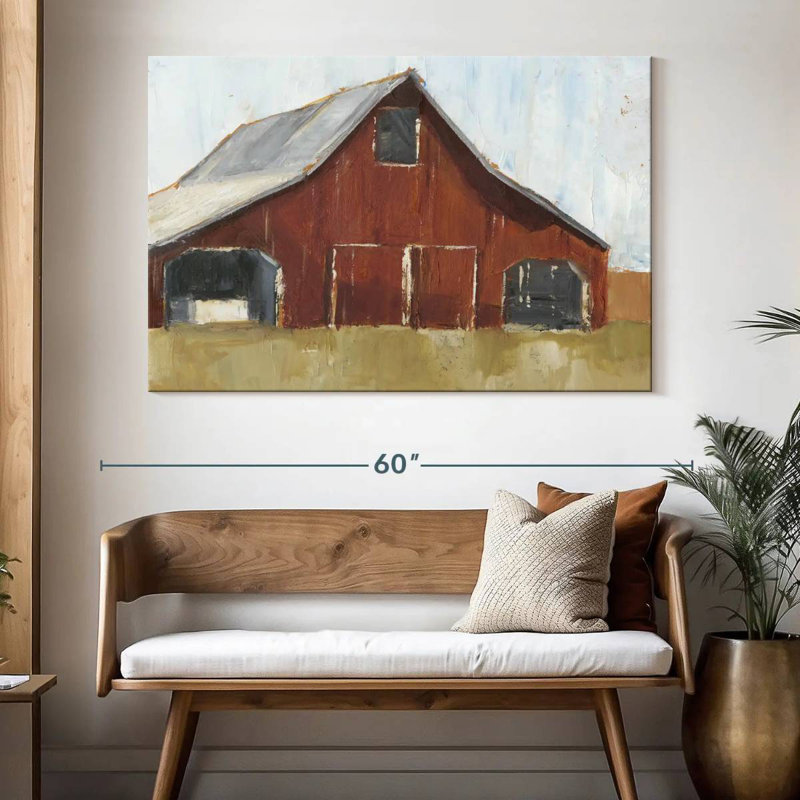 Lilie Rustic Red Barn I, 34" H x 51" W