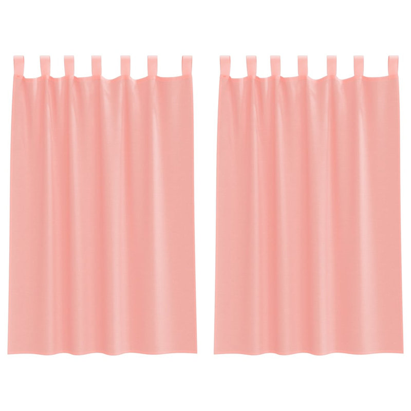 Voile Curtains With Tab Top 2 Pcs, Pink, 140cm Width x 175cm Drop