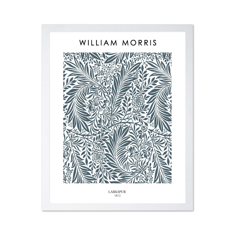 William Morris - Larkspur No13, H 18 po x l 24 po, Canevas, Encadrement blanc