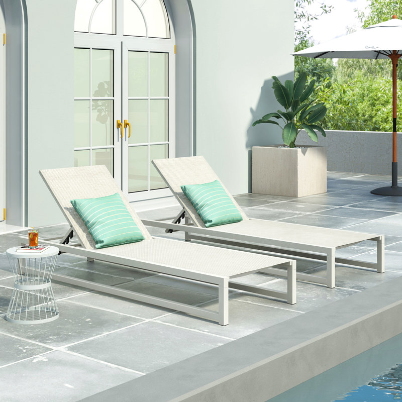 Venice Chaise Lounge, White, White