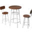 Ensemble repas 3 pièces pour le petit-déjeuner, table ronde avec 2 tabourets, ton de bois brun, structure en métal noir mat, pieds de tabouret réducteurs de bruit, barre de montage rapide et installation sur balcon, comptoir de 36 po, doux