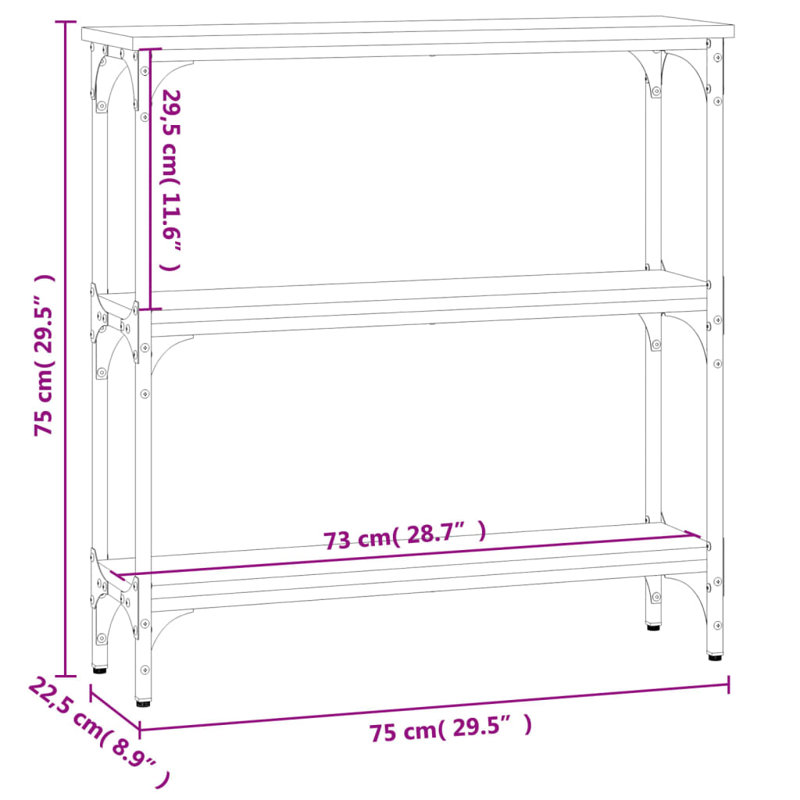 Console Table, Sonoma Oak, 75cm H x 75cm W x 22.5cm D