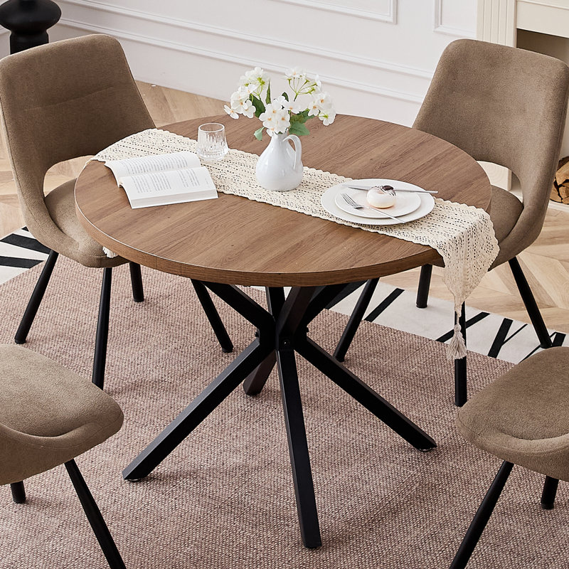 Vintage Style Dining Table - Round Table  For 4 To 6 People - 100 X 77 Cm (W X H), Walnut