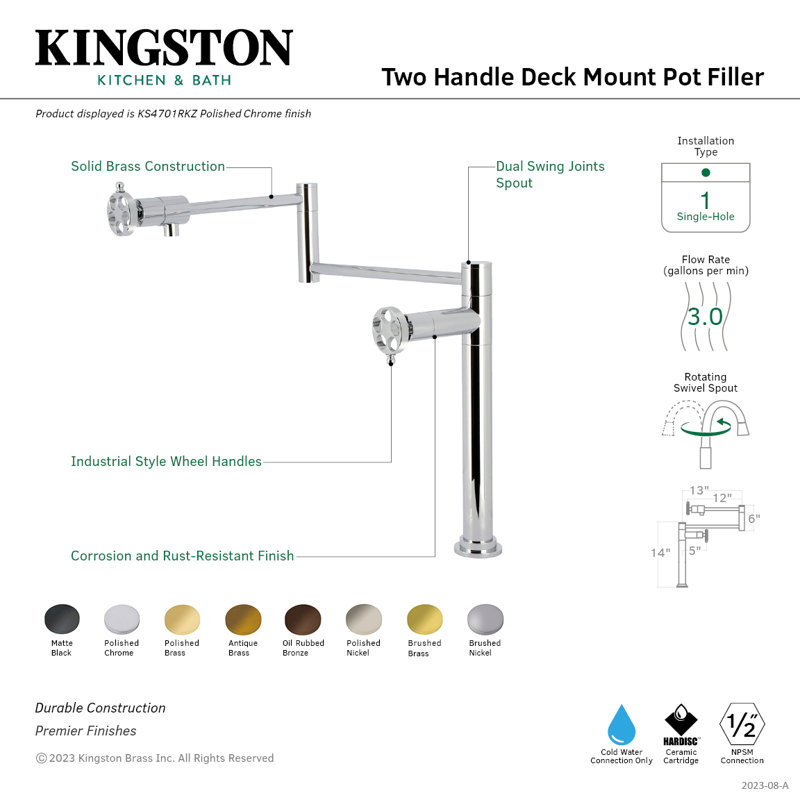Robinet remplisseur Kingston, Laiton poli