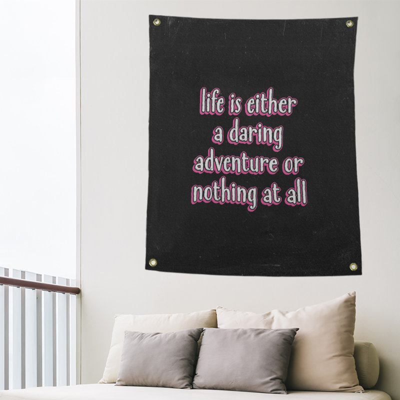 Tapisserie tableau noir en polyester life citation adventure, H 59 pi x l 50 po, Rose