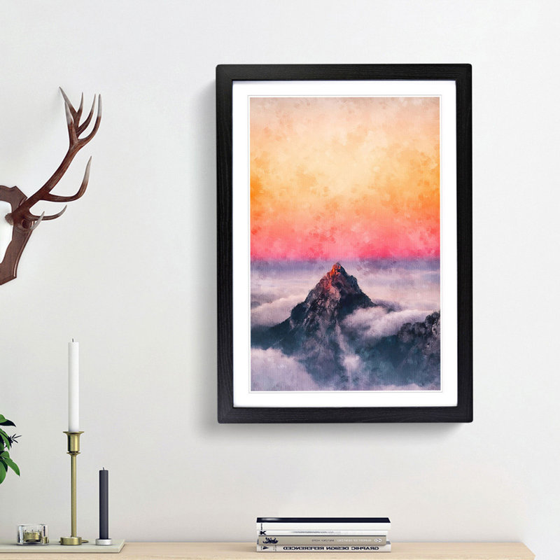 The Top of Matterhorn Mountain - Picture Frame Painting Print, 87cm H x 62cm W x 2cm D, Black Framed