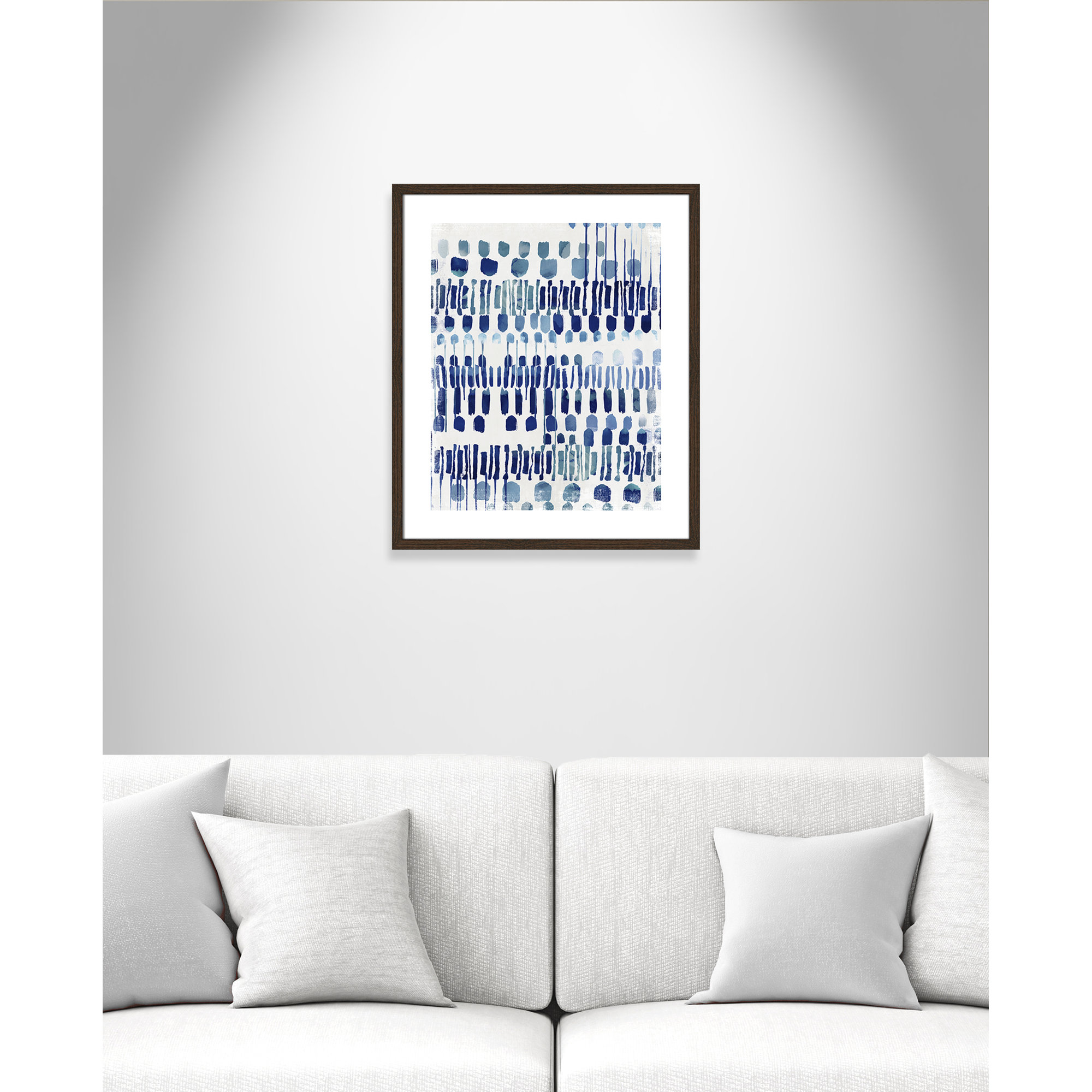 Continuously I - Painting Print, White, 25.5" H x 21.5" W x 0.75" D, Walnut Wood Grain Framed Paper