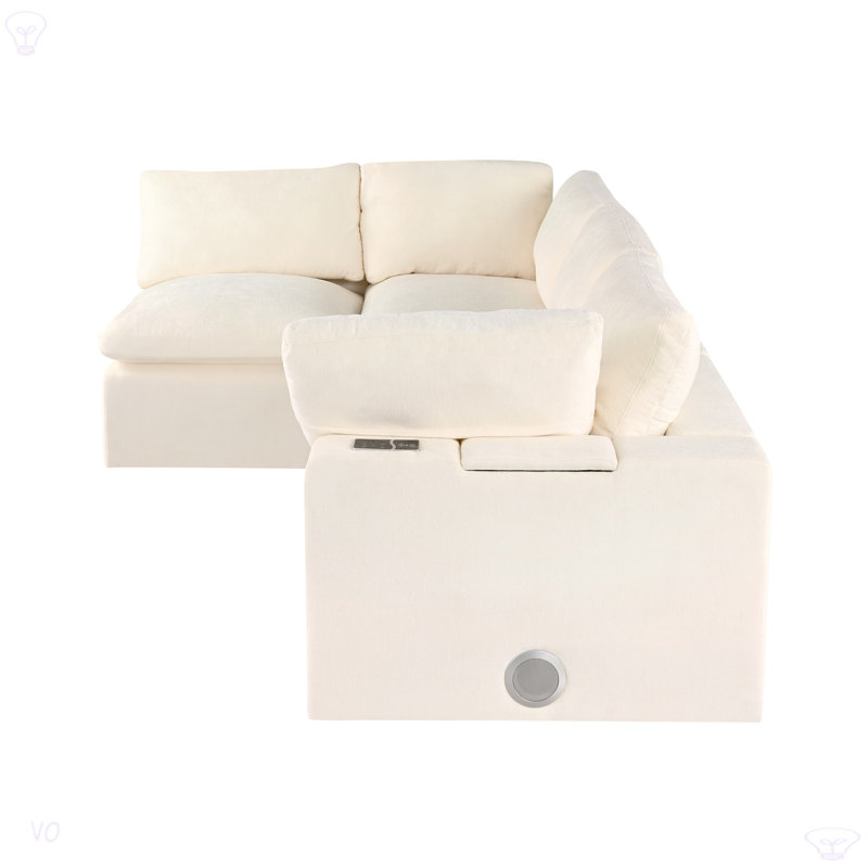 U-Style Upholstered Modular Sofa With  With Storage Space, USB Charge Ports,Wireless Charging And Built-In Bluetooth Speaker In Arm,Sectional Sofa For Living Room Apartment