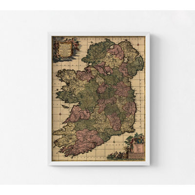 Irlande 1750, carte antique de l'Irlande, art mural irlandais, impression d'affiche irlandaise, décoration murale antique bureau rustique, impression de carte du vieux Continent
